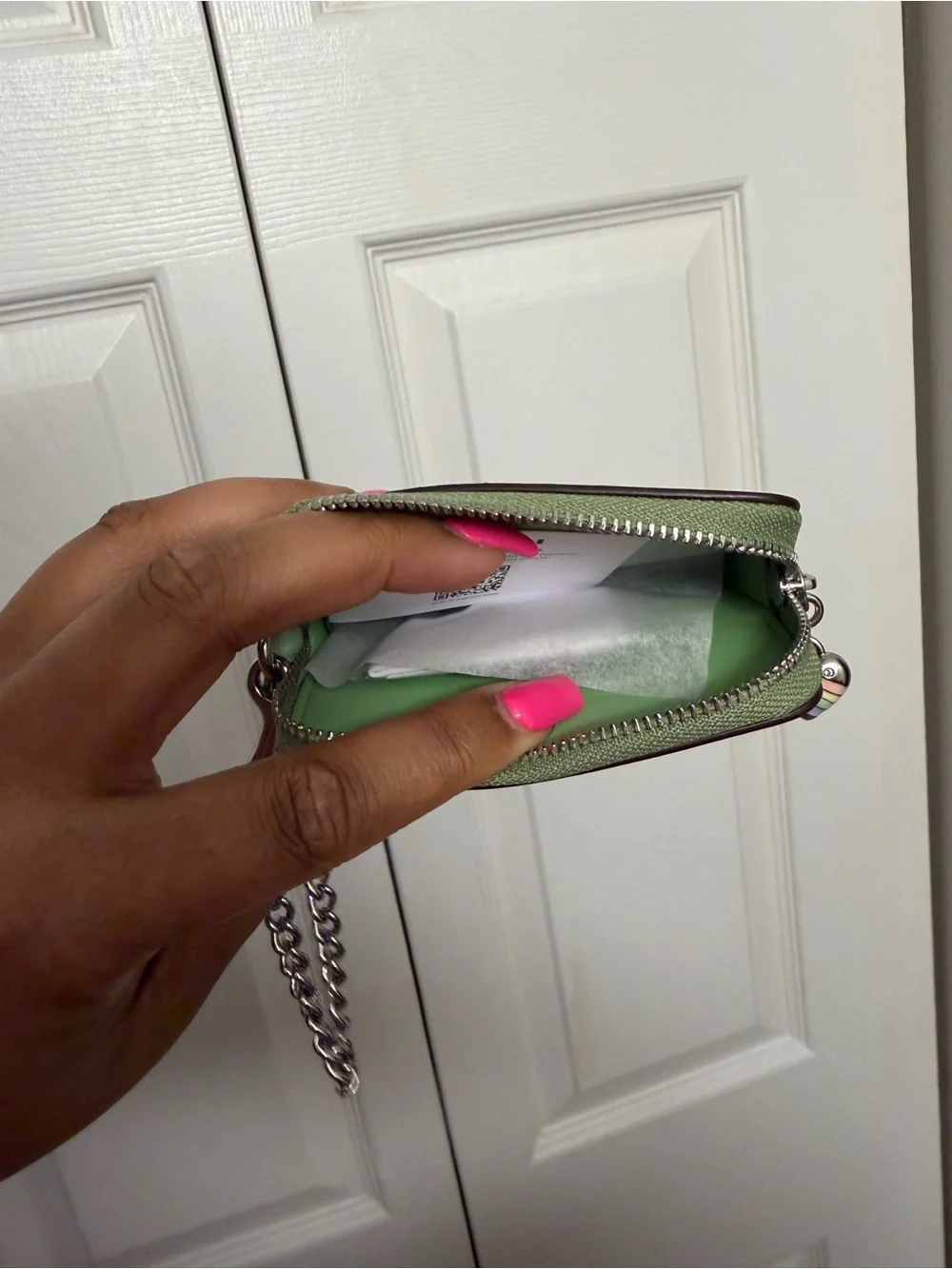 Coach Patent Leather Card Case in Mint Green